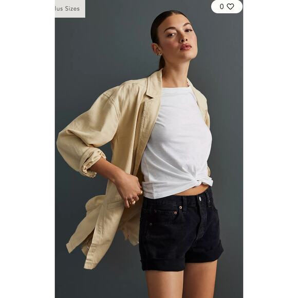 Pilcro Blazer Womens Large Tan Summer Relaxed Jacket Linen Cotton Blend - Picture 4 of 12